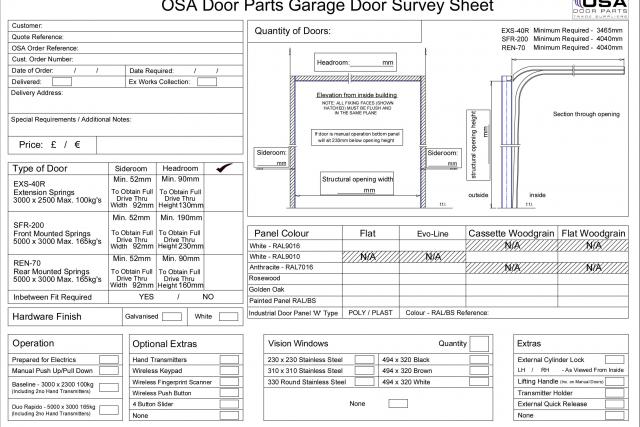 OSA Garage Door Survey Sheet v18